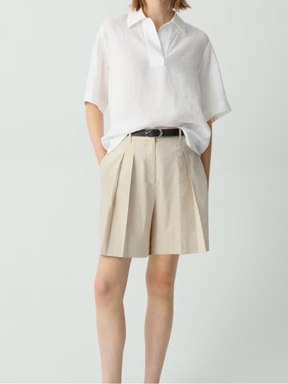 Theory Pleated High-Waist Bermuda Shorts